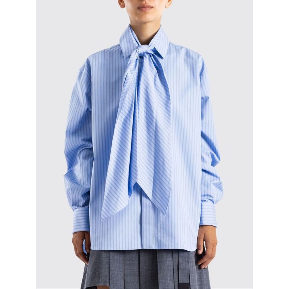 Sacai Women Pussy-Bow Cotton-Blend Shirt Sacai With Concealed Closure